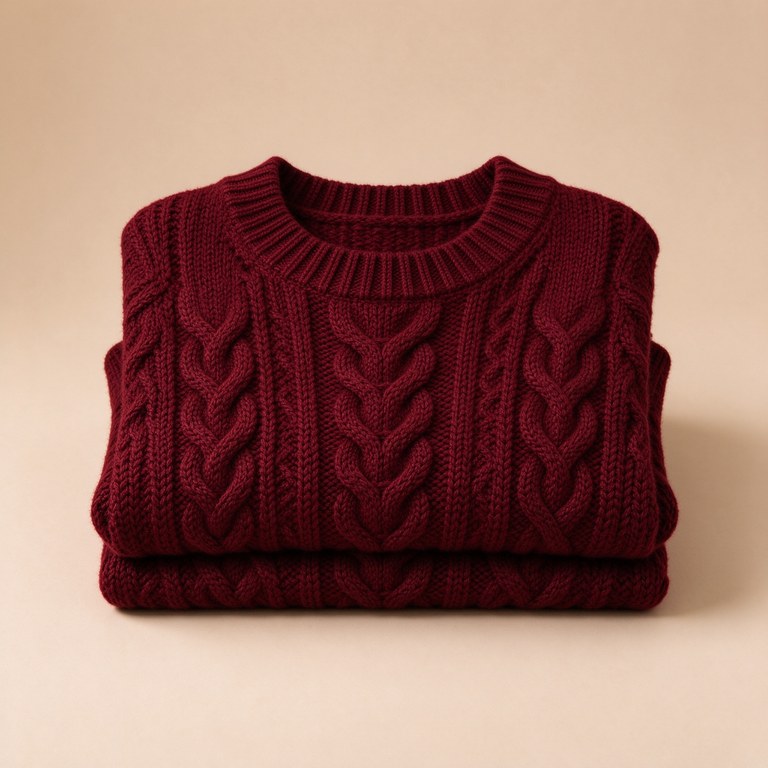 Bordeaux Cable-Knit Sweater
