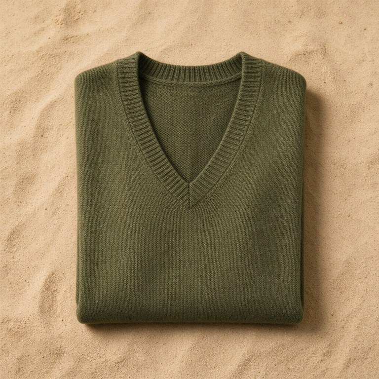 Olive V-Neck Knit