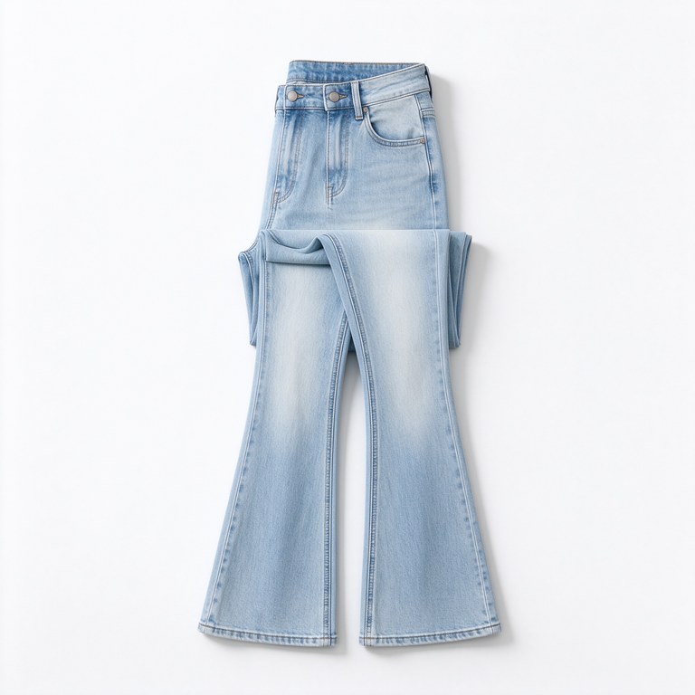 Light-Wash Flared Jeans